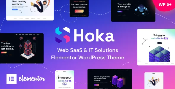 Hoka - Web SaaS & Hosting IT Solutions WordPress Theme WordPress theme homepage layout for a agency hosting company website