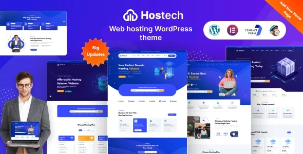 Hostech - Web hosting WordPress theme WordPress theme homepage layout for a business hosting company website