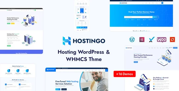 Hostingo - Hosting WordPress & WHMCS Theme WordPress theme homepage layout for a business hosting company website