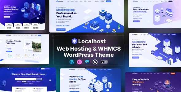 Localhost – Web Hosting & WHMCS WordPress Theme WordPress theme homepage layout for a bootstrap wordpress theme hosting company website