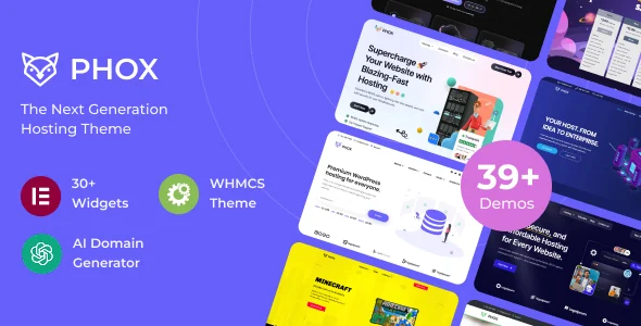 Phox - Hosting WordPress & WHMCS Theme WordPress theme homepage layout for a agency hosting company website