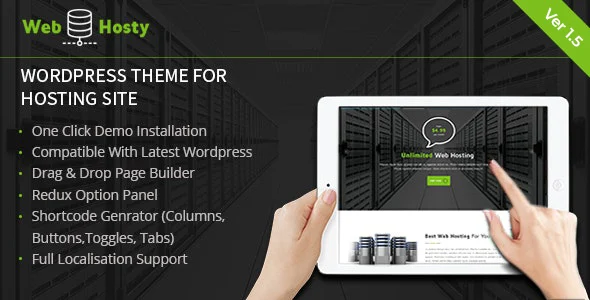 Web Hosting WordPress Theme WordPress theme homepage layout for a computer hosting company website