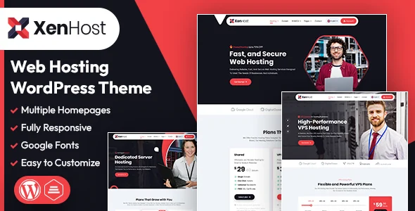 XenHost | Web Hosting WordPress & WHMCS Theme WordPress theme homepage layout for a dedicated template hosting company website