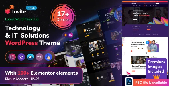 Invite - IT Solutions & Technology WordPress Theme WordPress theme homepage layout for a business and service technology website