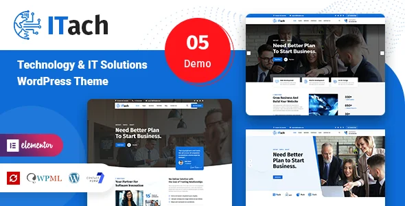 IT Solutions & Technology WordPress Theme - Itach WordPress theme homepage layout for a agency technology website
