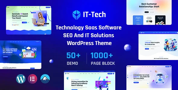 IT-Tech – IT Solutions & Business Consulting WordPress Theme WordPress theme homepage layout for a Ai WordPress Theme technology website