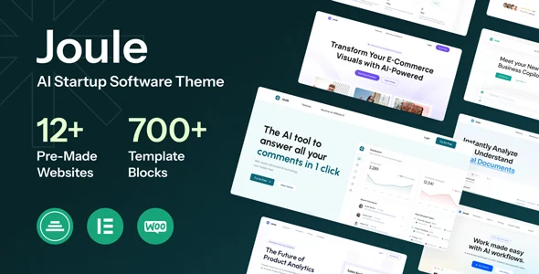 Joule - AI Startup Software Elementor WordPress Theme WordPress theme homepage layout for a agency technology website