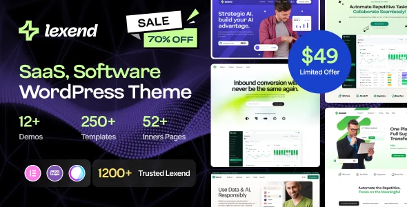 Lexend - Software, SaaS & Startup WordPress Theme WordPress theme homepage layout for a agency technology website