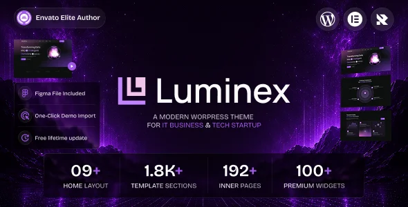 Luminex - Multipurpose IT Business & Tech Startup WordPress Theme WordPress theme homepage layout for a ai technology website