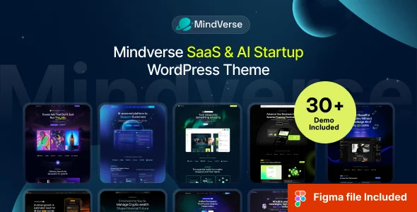 Mindverse - SaaS & AI Startup WordPress Theme WordPress theme homepage layout for a agency technology website