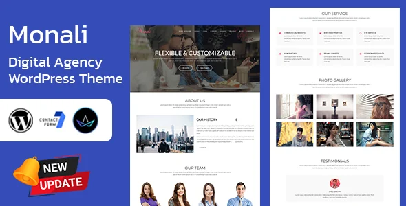 Monali - Business Agency WordPress Theme WordPress theme homepage layout for a agency technology website