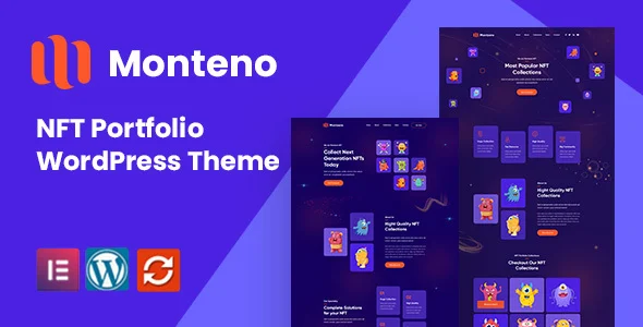 Monteno - NFT Portfolio WordPress Theme WordPress theme homepage layout for a blockchain nft technology website