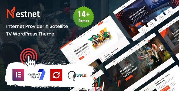 Nestnet - Internet Provider & Satellite TV WordPress Theme WordPress theme homepage layout for a broadband technology website