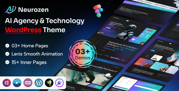 Neurozen | AI Agency & Technology WordPress Theme WordPress theme homepage layout for a ai technology website