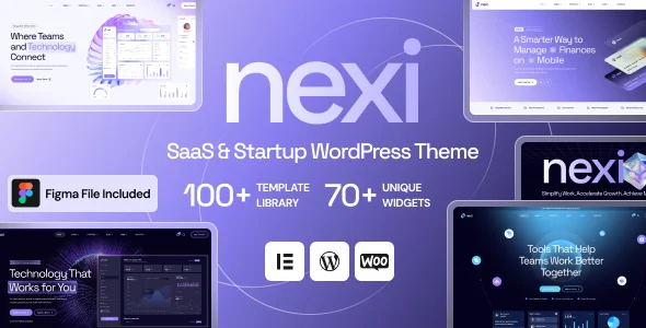 Nexi - SaaS & Technology WordPress Theme WordPress theme homepage layout for a agency technology website