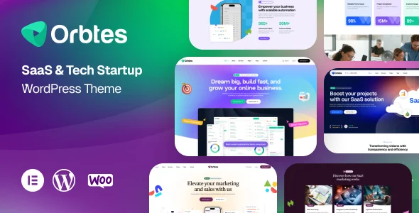 Orbtes - SaaS & Tech Startup WordPress Theme WordPress theme homepage layout for a agency technology website