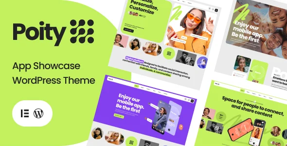 Poity - Technology & App Showcase WordPress Theme WordPress theme homepage layout for a app technology website