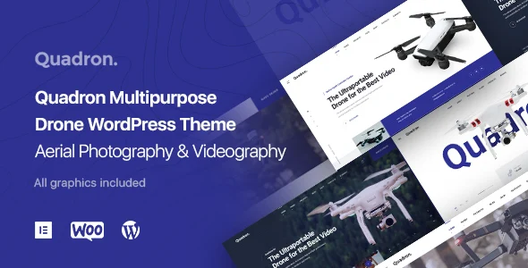 Qua-Drone -  Drone, UAV, Video Pilot WordPress Theme WordPress theme homepage layout for a aerial technology website