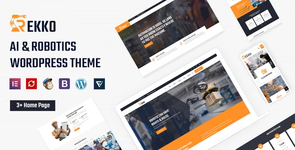 Rekko - AI & Robotics WordPress Theme WordPress theme homepage layout for a ai technology website