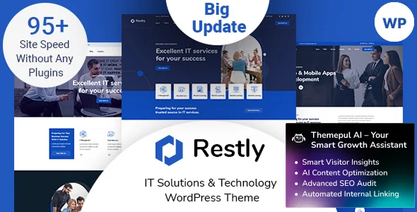 Restly - IT Solutions & Technology WordPress Theme WordPress theme homepage layout for a agency theme technology website