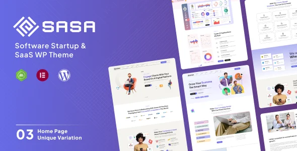 SaSa - Startup WordPress Theme WordPress theme homepage layout for a agency technology website