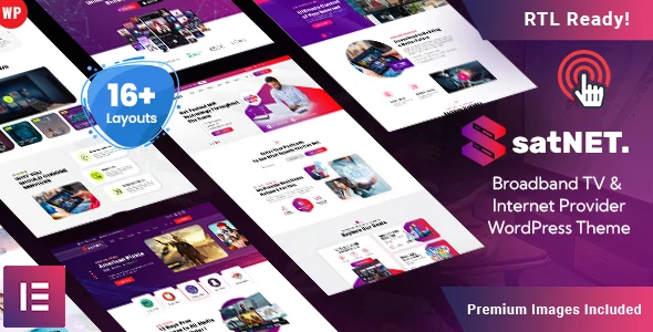 Satnet - Internet Provider WordPress Theme WordPress theme homepage layout for a broadband technology website