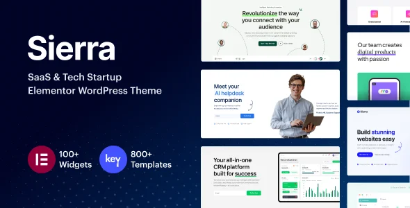 Sierra - SaaS & Tech Startup Elementor WordPress Theme WordPress theme homepage layout for a agency technology website