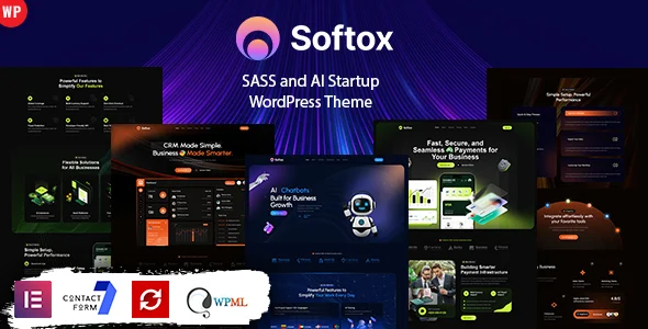 Softox - SaaS and AI Startup WordPress Theme WordPress theme homepage layout for a agency technology website
