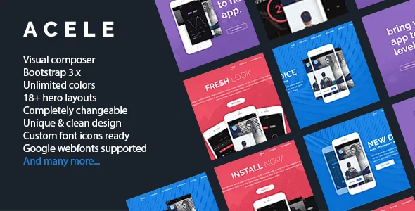 Acele - Responsive One Page WordPress Theme WordPress theme homepage layout for a android software website