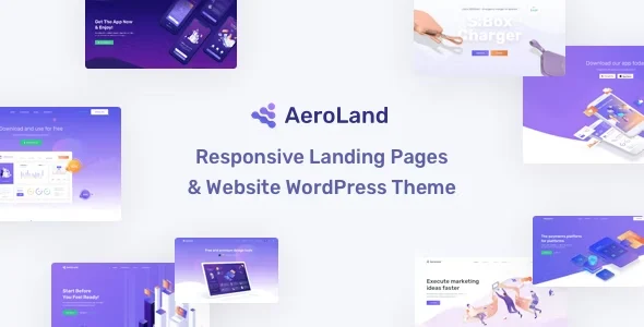 AeroLand - App Landing Software Website WordPress Theme WordPress theme homepage layout for a app software website