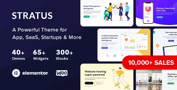 App, SaaS & Software Startup Tech Theme - Stratus WordPress theme homepage layout for a ai software website