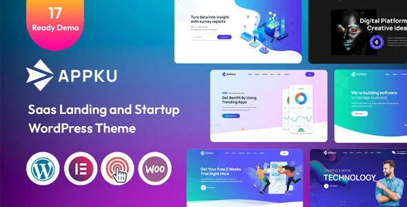 Appku – SaaS & Software WordPress Theme WordPress theme homepage layout for a agency software website