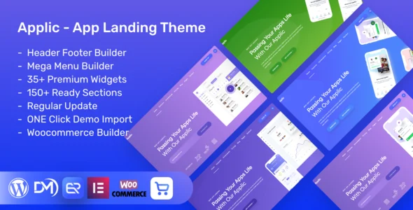 Applic App Landing WordPres Theme WordPress theme homepage layout for a app software website