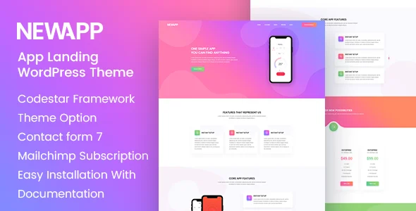 AppOrbit - Creative Mobile App Landing Page WordPress Theme WordPress theme homepage layout for a app software website
