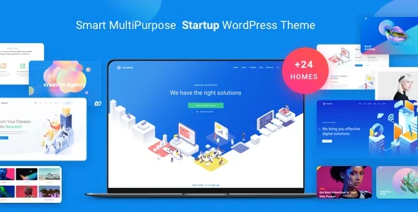 Atomlab - Startup Landing Page WordPress Theme WordPress theme homepage layout for a agency software website