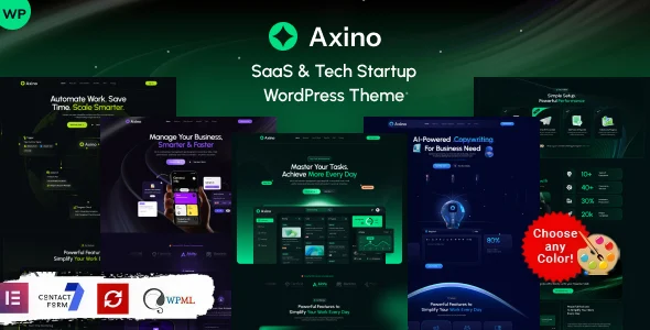 Axino - SaaS Startup WordPress WordPress theme homepage layout for a agency software website