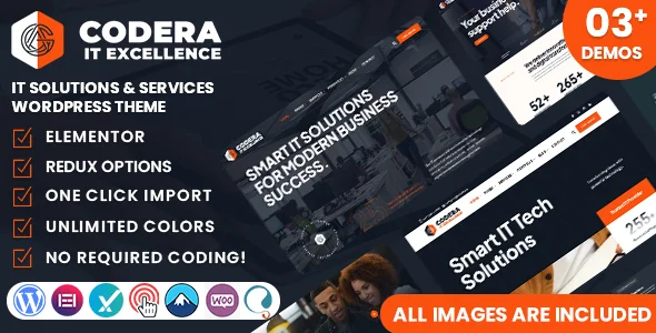 Codera - IT Solutions & Services WordPress Theme WordPress theme homepage layout for a ai solutions software website