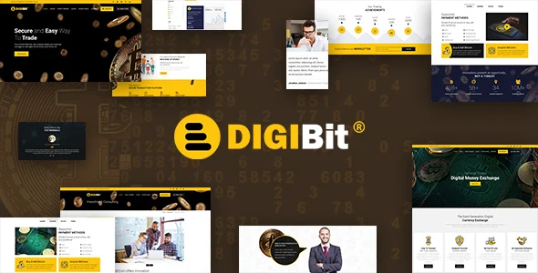 DigiBit - Bitcoin Trading WordPress Theme WordPress theme homepage layout for a bitcoin software website