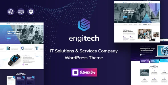 Engitech - IT Solutions & Services WordPress Theme WordPress theme homepage layout for a agency software website