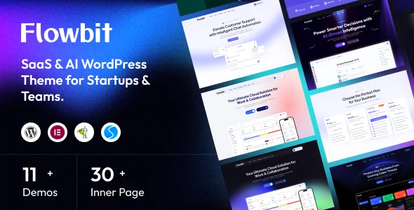 Flowbit – SaaS & AI Startup WordPress Theme WordPress theme homepage layout for a agency software website