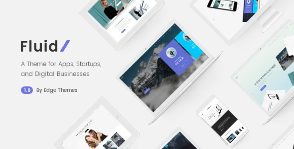 Fluid - Startup and App Landing Page WordPress Theme WordPress theme homepage layout for a android software website