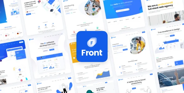 Front - Multipurpose Business WordPress Theme WordPress theme homepage layout for a agency software website