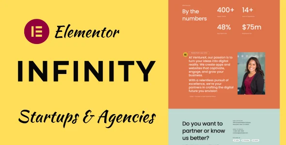 Infinity - Technology Startup and Agency WordPress Theme WordPress theme homepage layout for a agency software website