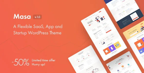 Masa - Creative Startup WordPress Theme WordPress theme homepage layout for a agency software website