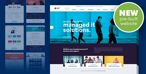 Nanosoft - WP Theme for IT Solutions and Services Company WordPress theme homepage layout for a app landing software website