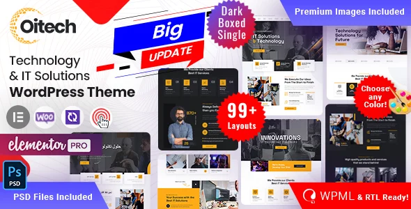 Oitech - Technology WordPress WordPress theme homepage layout for a agency software website