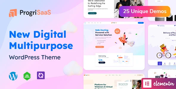 ProgriSaaS - Creative Landing Page WordPress Theme WordPress theme homepage layout for a agency software website
