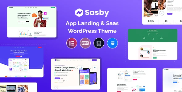 Sasby – App Landing & Saas WordPress Theme WordPress theme homepage layout for a app software website