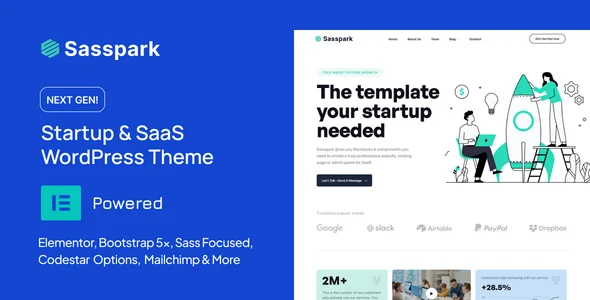 Sasspark - Startup WordPress Theme WordPress theme homepage layout for a app software website