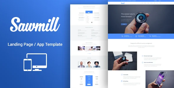 Sawmill - Onepage Product Landing WordPress Theme WordPress theme homepage layout for a landing page software website